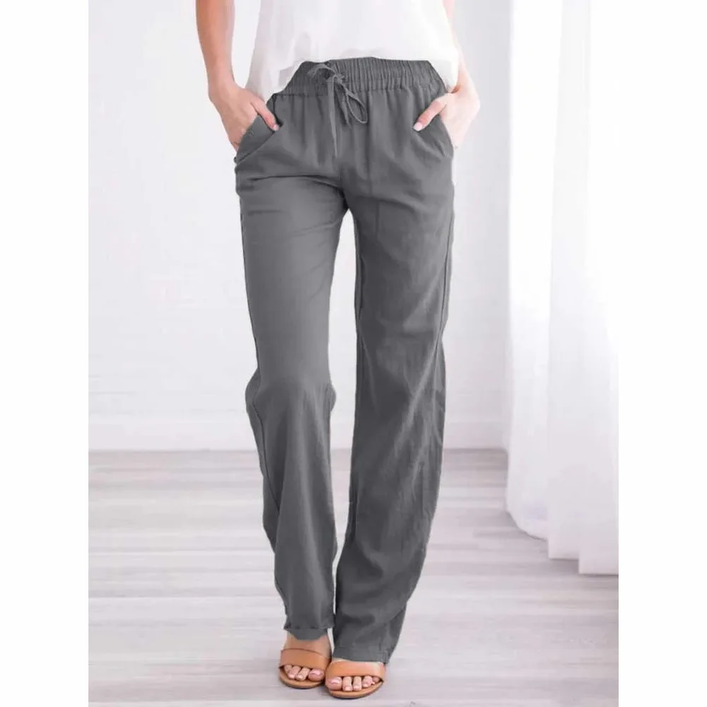 Cotton-Linen Drawstring Joggers - Image 3