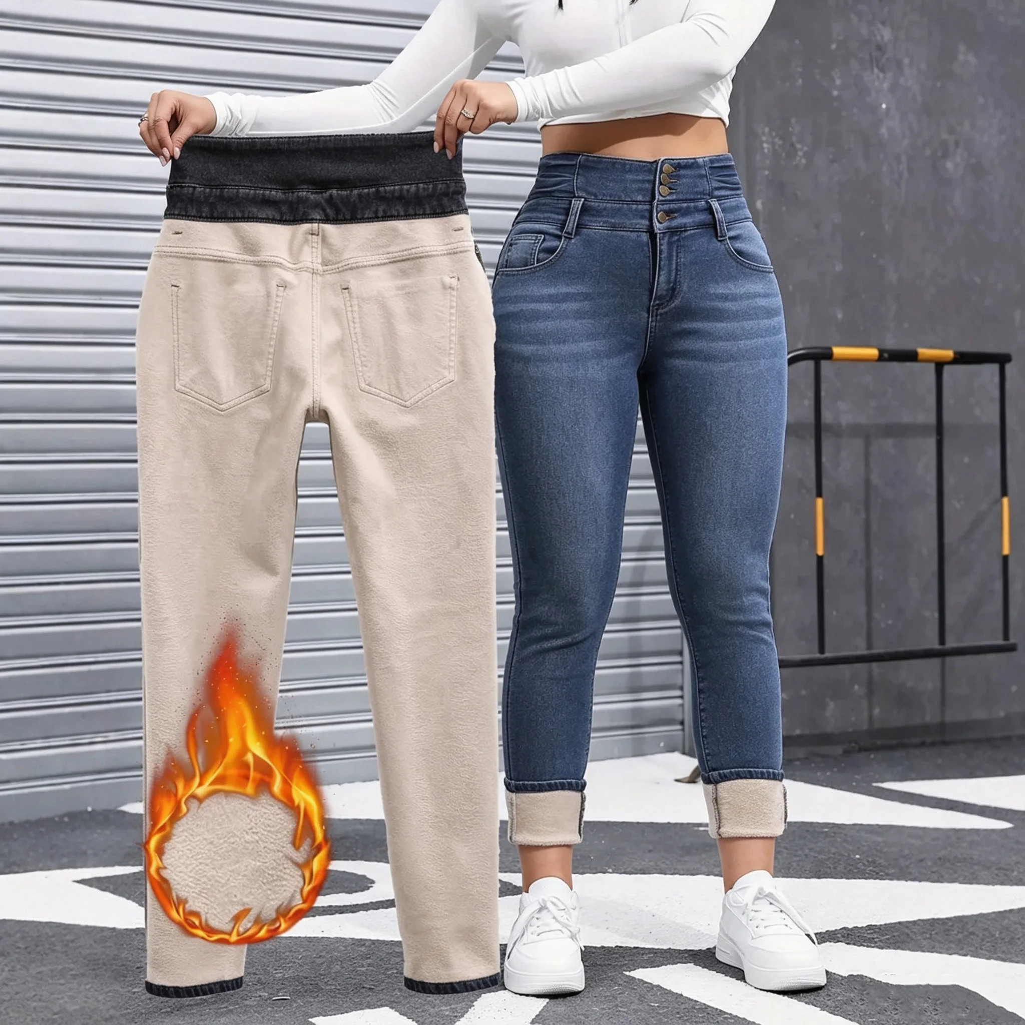 Fleece-Lined Skinny Jeans