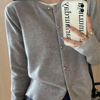 Round-Neck Single-Breasted Cardigan
