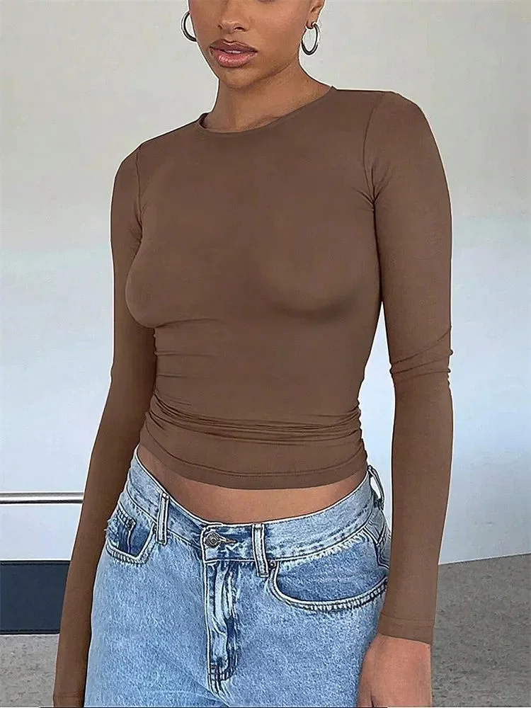 Basic Long-Sleeve Crop Top - Image 2