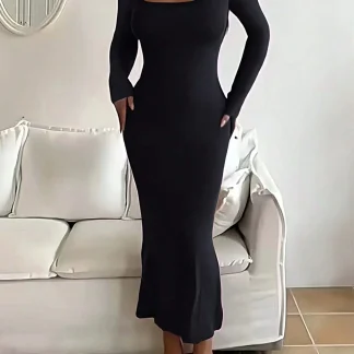 Long-Sleeve Bodycon Midi Dress