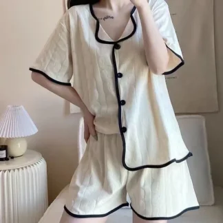 Simple Loose Cotton Pajama Set