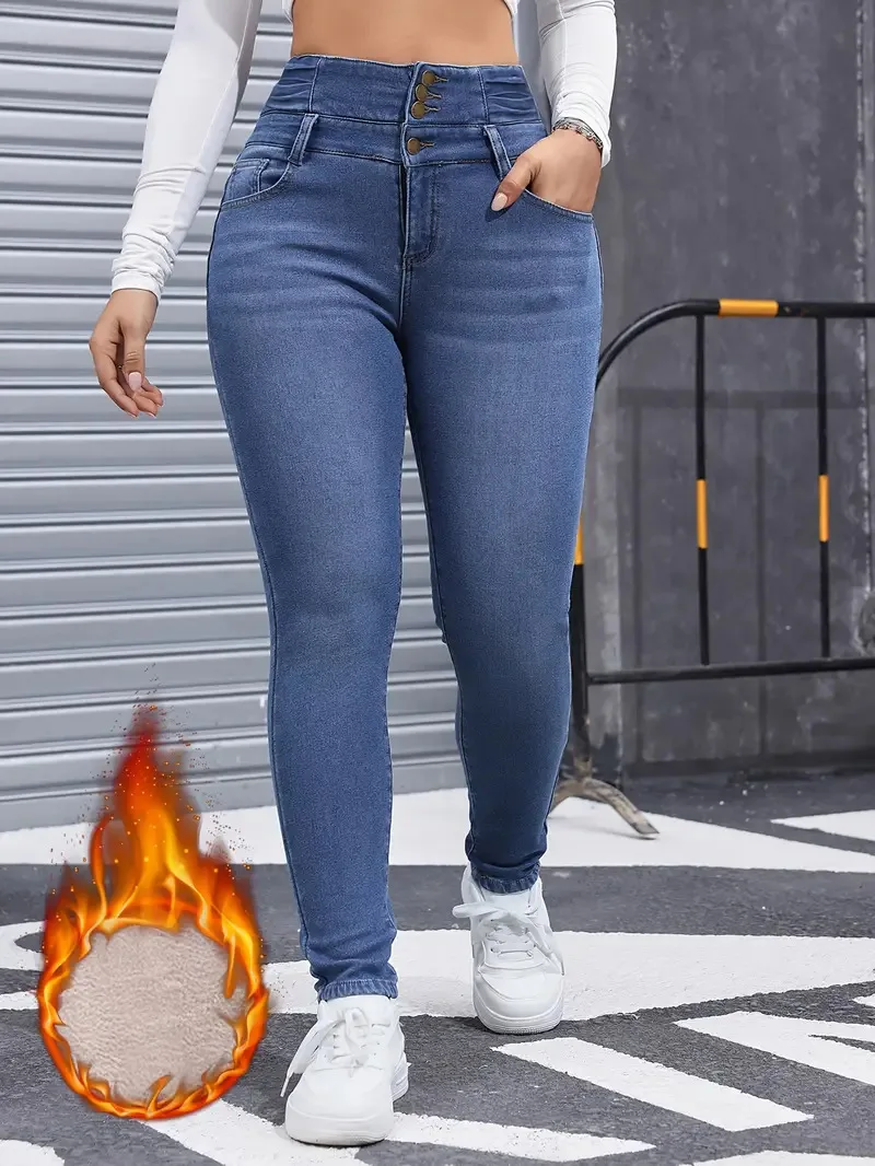 Fleece-Lined Skinny Jeans - Image 2