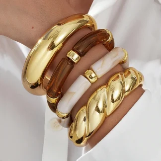 Resin Bangle Set, 4 Pieces