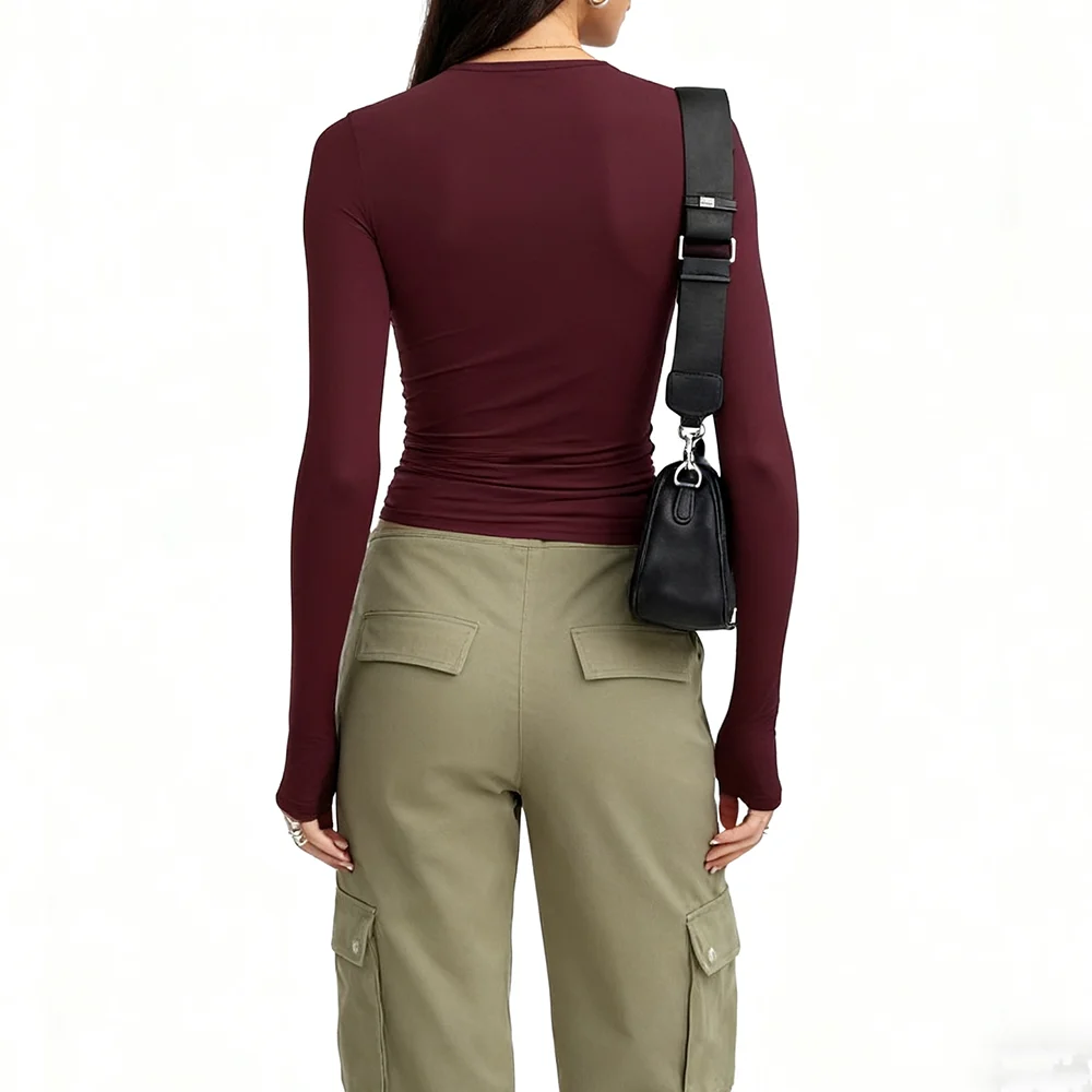 Long-Sleeve Crew Neck Basic Tee - Image 3